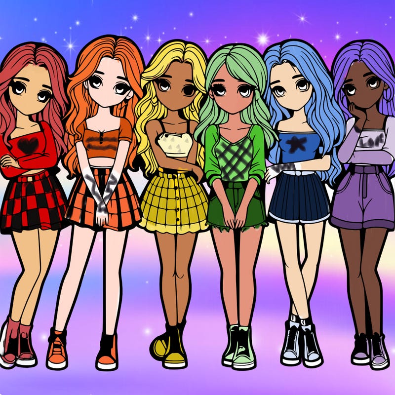 a group of girls realistic