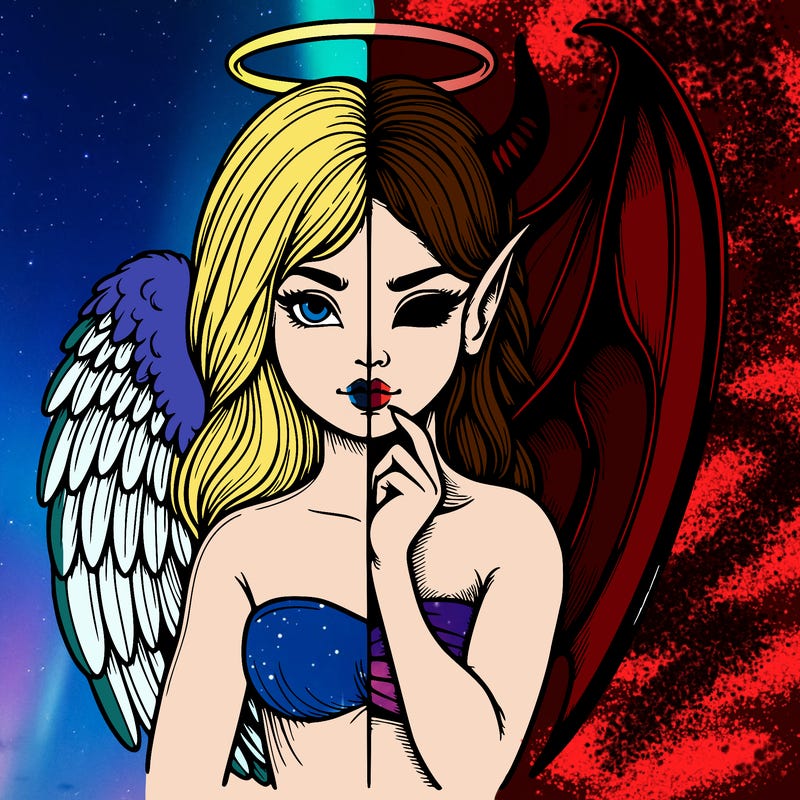 realistic angel half demon