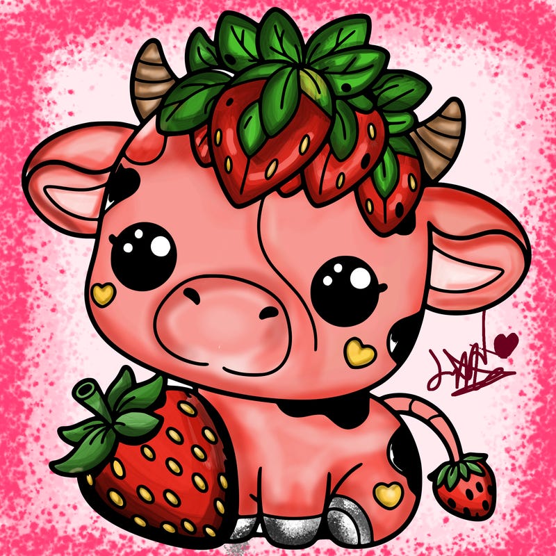cute strawberry cow