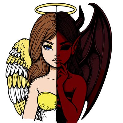 realistic angel half demon