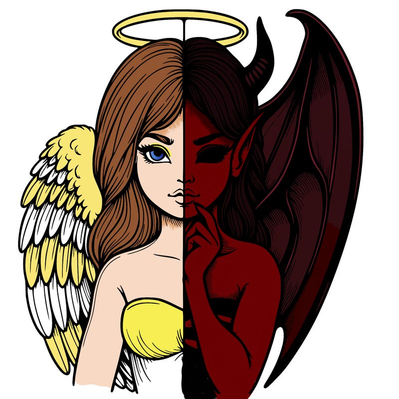 realistic angel half demon