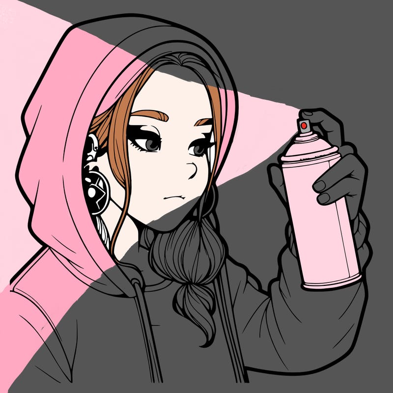 a realistic girl, spray painting