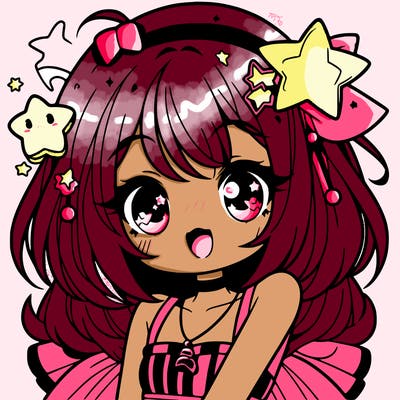 cute anime girl with star accessories