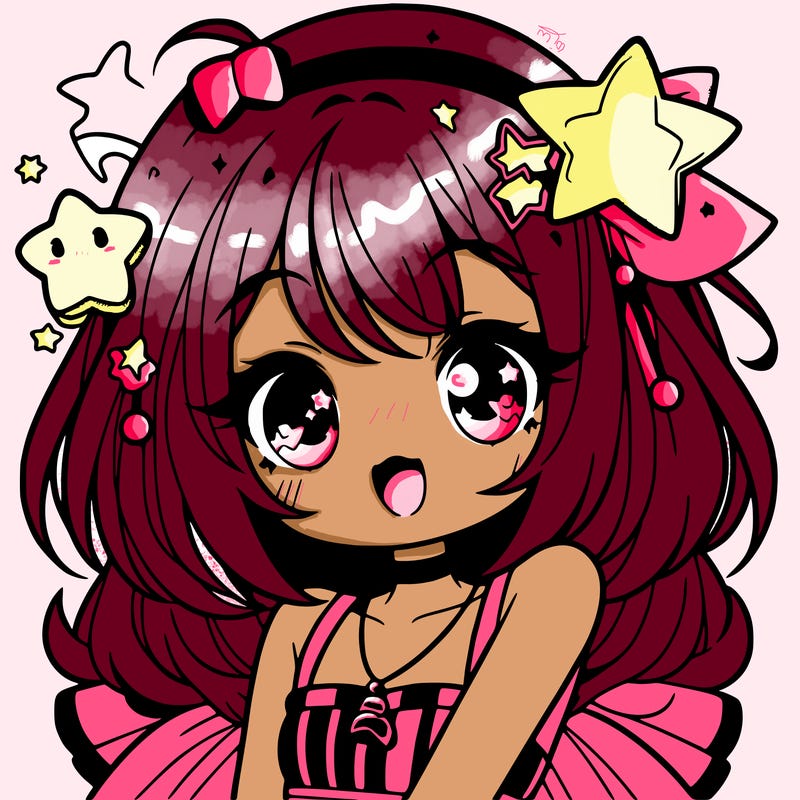 cute anime girl with star accessories