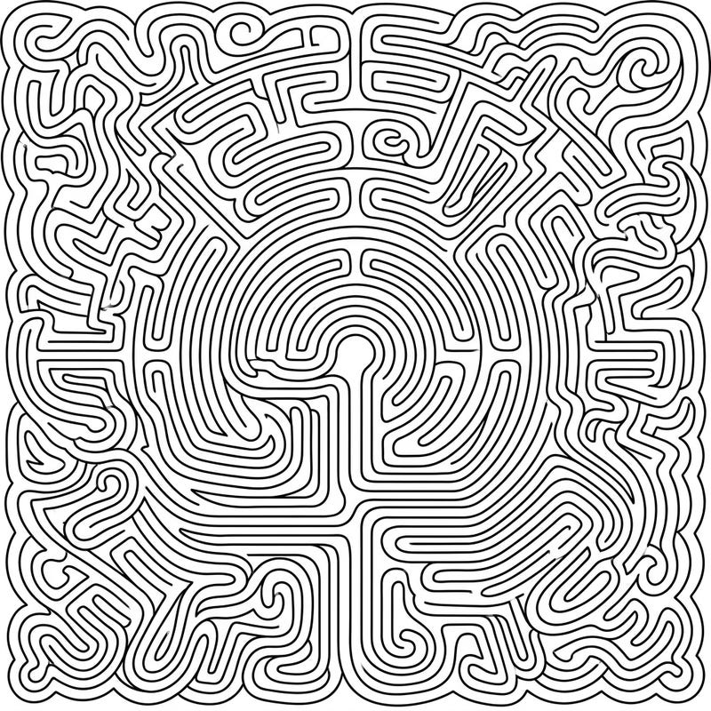 Embark on a mythical journey with this intricate Cretan Labyrinth pattern, inspired by ancient Greek legends. This complex, full-page design offers a wonderfully meditative and engaging coloring experience for all skill levels.