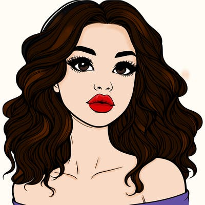 realistic girl with wavy hair and lips