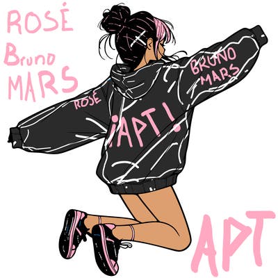 realistic girl jumping with a bun and oversized sweatshirt