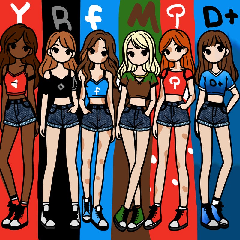 a group of girls wearing crop tops and shorts