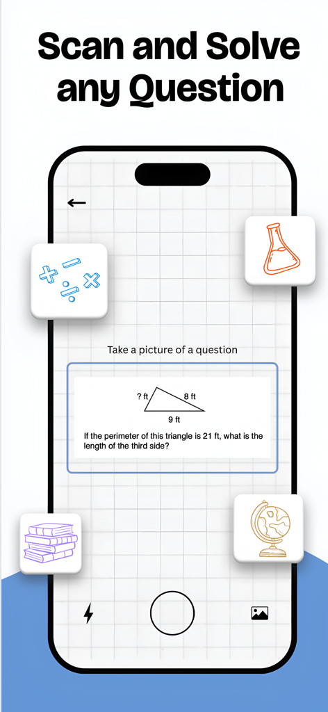 Timmy AI: Homework Helper - Timmy AI app interface demonstrating how to scan and solve a homework question