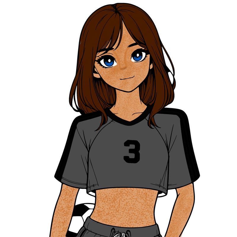 realistic girl wearing soccer jersey