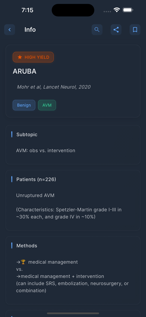 Clinical trial summary for the ARUBA study in the Rad Onc Tables app