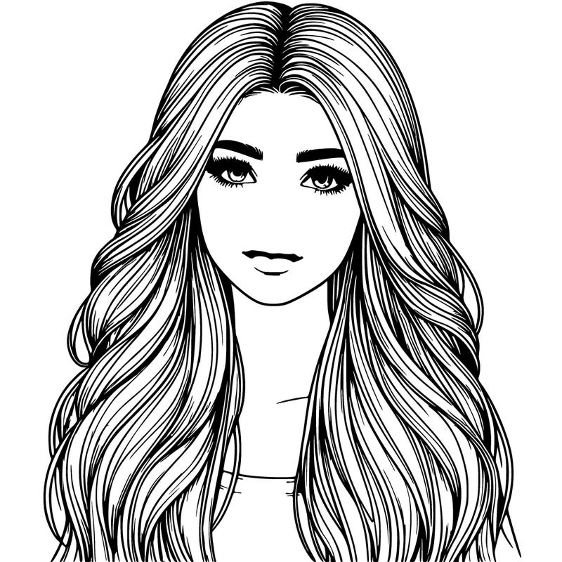 realistic girl with beautiful long hair