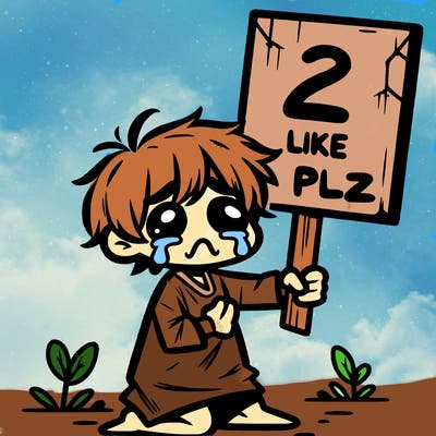 small poor toddler crying with sign that says 2 like plz