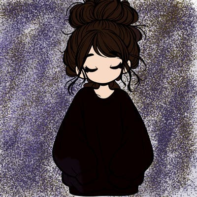 girl with baggy sweatshirt and messy bun