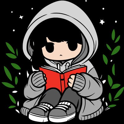 girl in oversized hoodie reading a book
