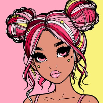 realistic girl with space buns