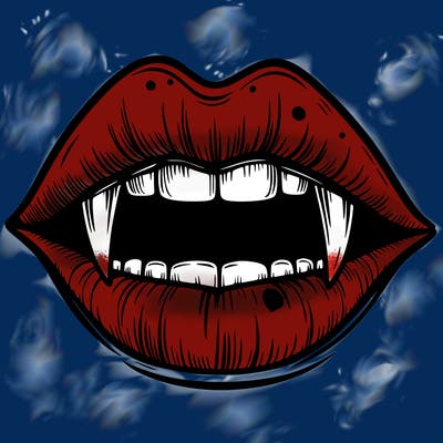 lips with vampire teeth