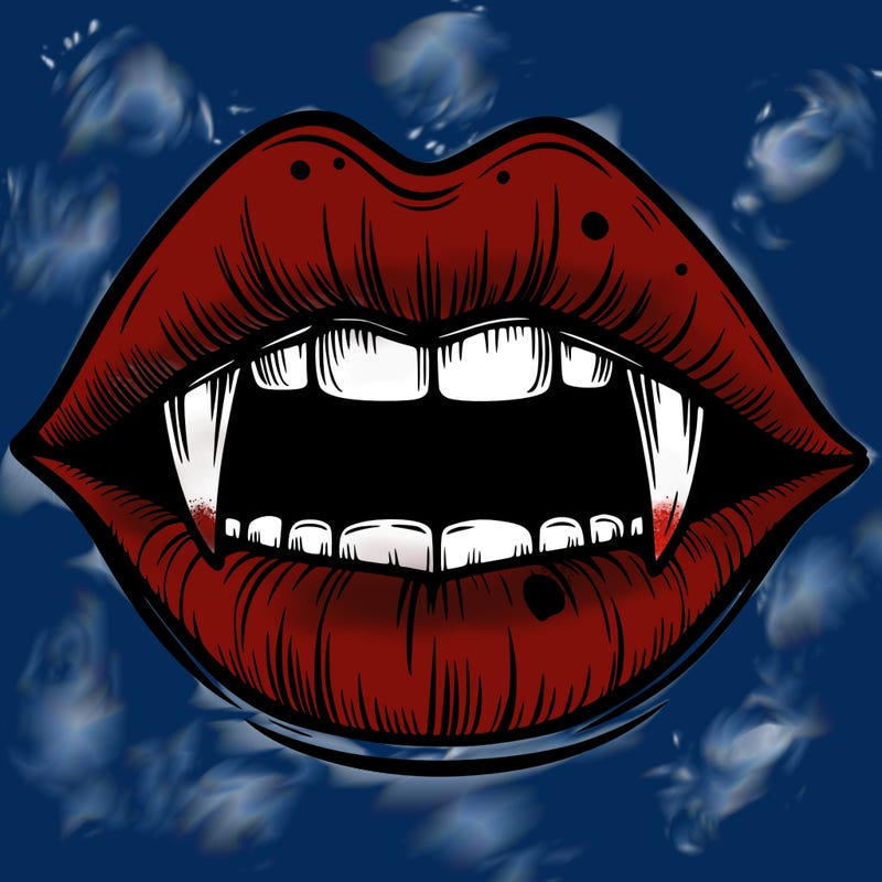 lips with vampire teeth