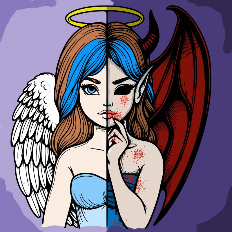 realistic angel half demon