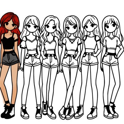 a group of girls wearing crop tops and shorts