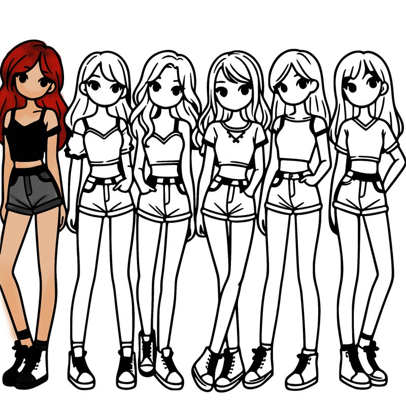 a group of girls wearing crop tops and shorts