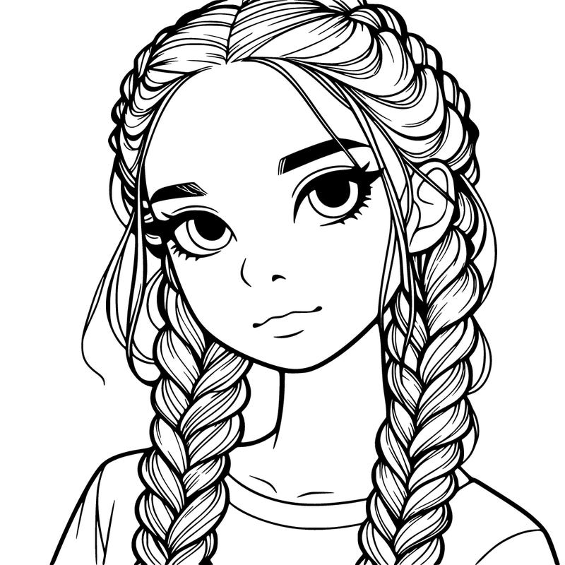realistic girl with braids