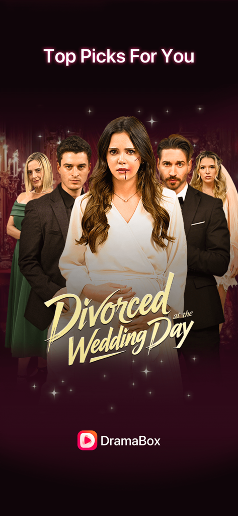 DramaBox - Stream Drama Shorts - DramaBoxアプリのショートドラマシリーズ「Divorced at the Wedding Day」のプロモーションポスター。
