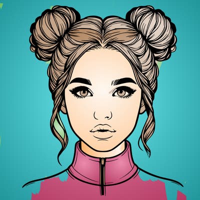 realistic woman that has space buns