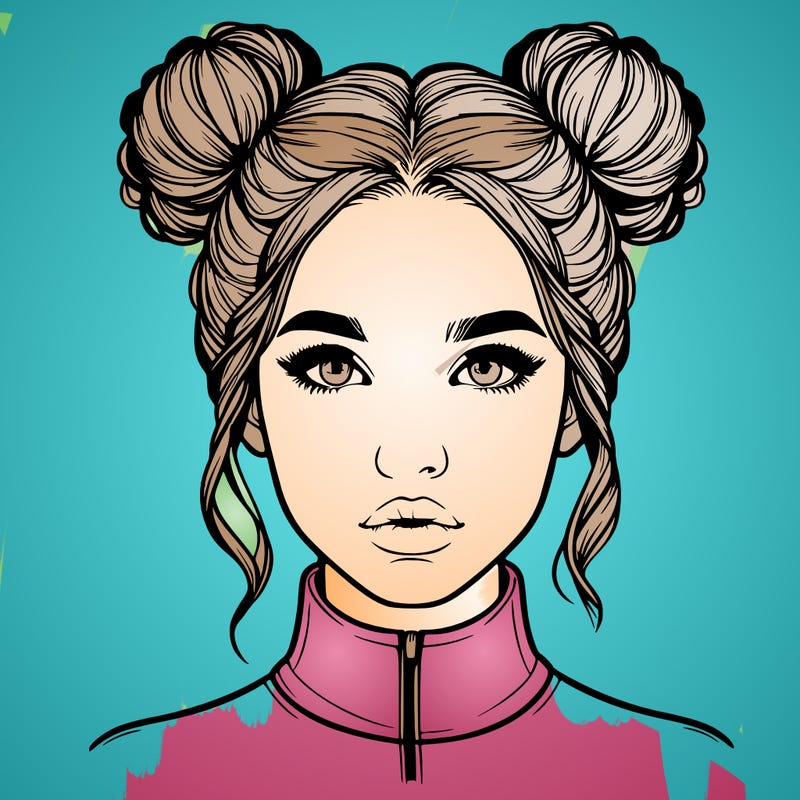 realistic woman that has space buns