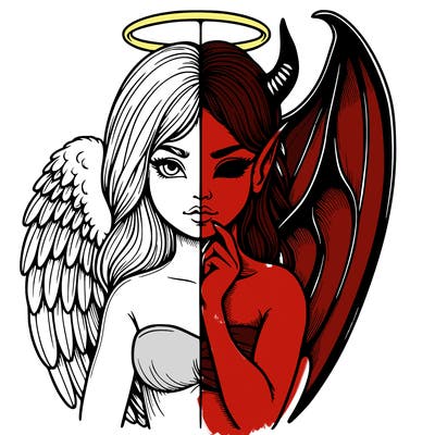 realistic angel half demon