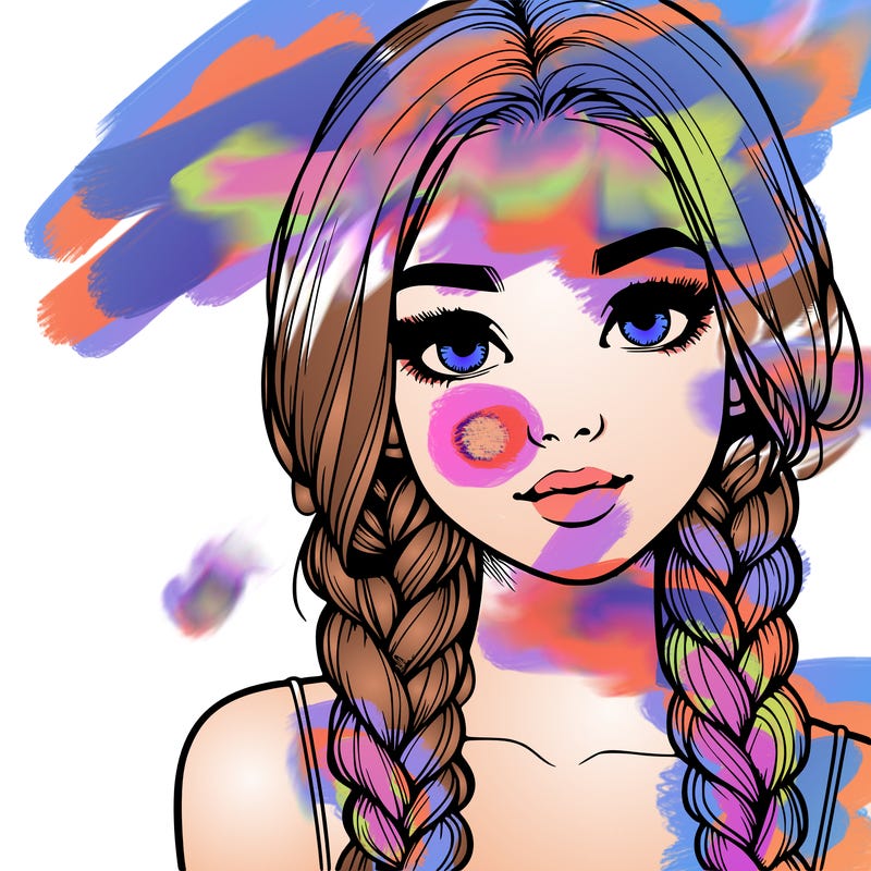 realistic girl with braids