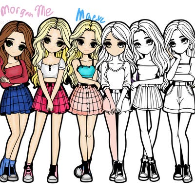 a group of girls realistic