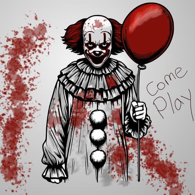 realistic creepy pennywise full costume holding balloon