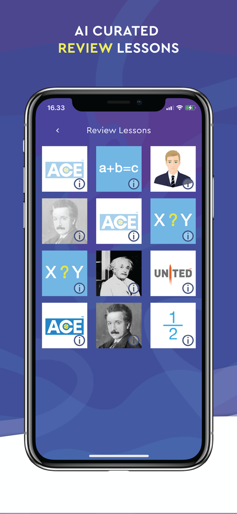 neoStudy - AIが厳選した英語学習の復習レッスンが表示された画面を示すneoStudyモバイルアプリ