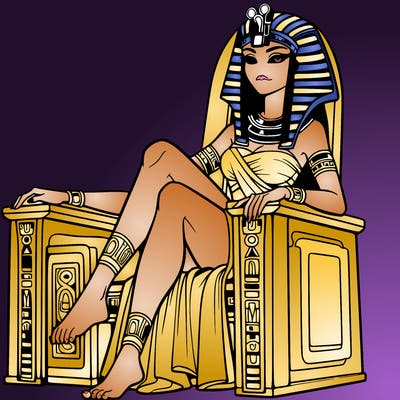 realistic egyptian woman on a throne