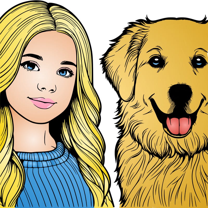 realistic girl and dog