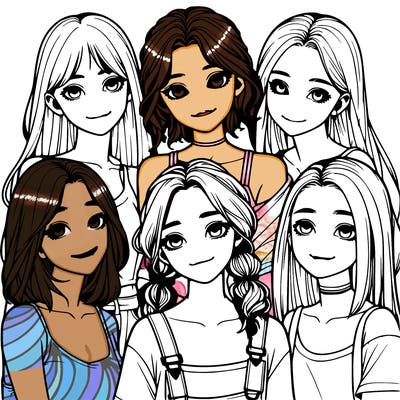 a group of girls realistic