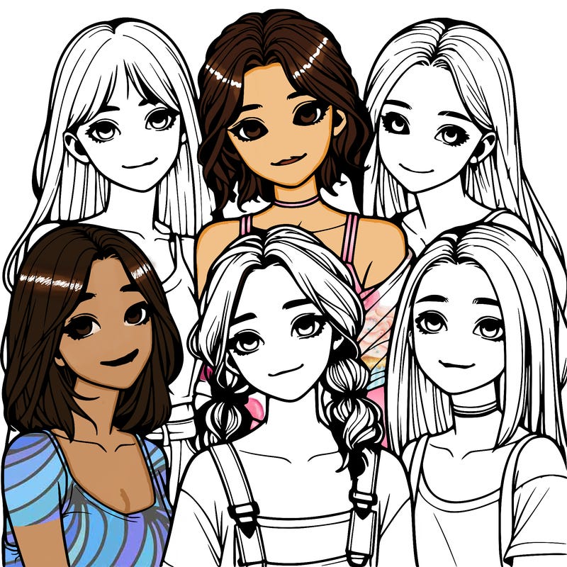 a group of girls realistic