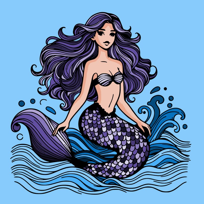 realistic mermaid with waves