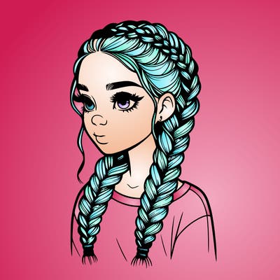 realistic girl with braids