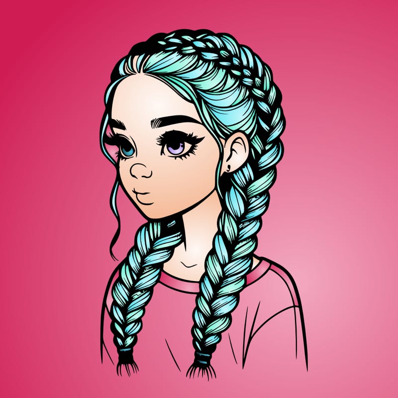 realistic girl with braids