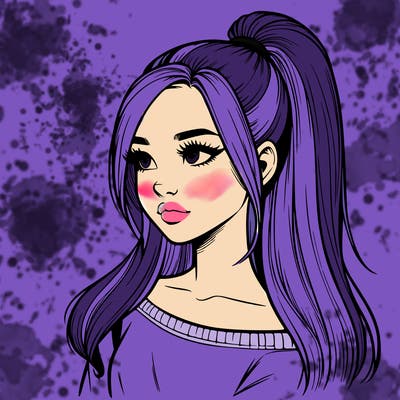 realistic girl with a high ponytail