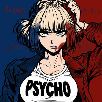 badass, pyscho female manga character