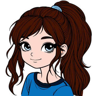 realistic girl with ponytail