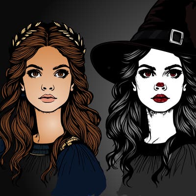 realistic witch woman