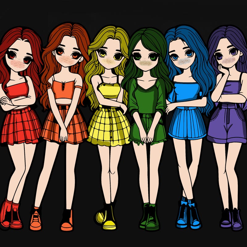 a group of girls realistic