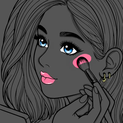 a realistic girl doing her makeup