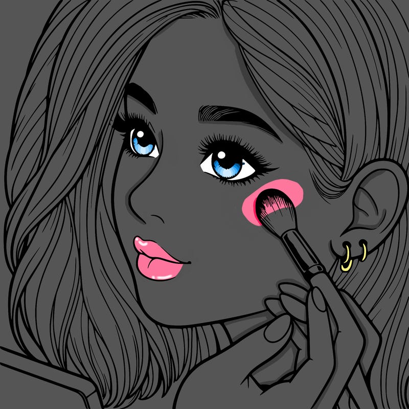 a realistic girl doing her makeup