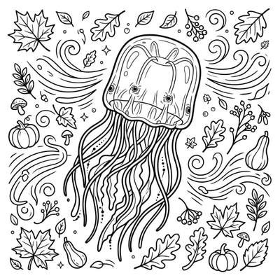 Experience the unexpected charm of our Box Jellyfish x Autumn coloring page, a delightful fusion of marine mystery and fall festivities. Explore intricate details and vibrant possibilities as you bring this one-of-a-kind scene to life.
