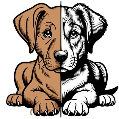 realistic dog split picture